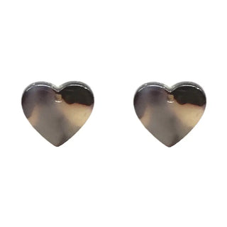 Brown Tortoise Heart Statement Stud Earrings