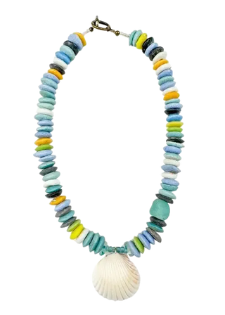 Tribal Shell Necklace-Mixed Azul