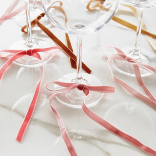 Velvet Bow Wine Charms - Blush - Set of 6