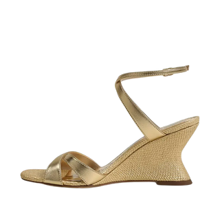Davi Ankle Strap Wedge Sandal-Amber Gold