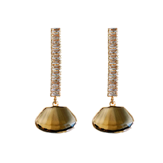 Brown Swingy Diamond Drop Fall Statement Earrings