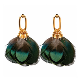 Juniper Fall Feather Tassel Statement Earrings