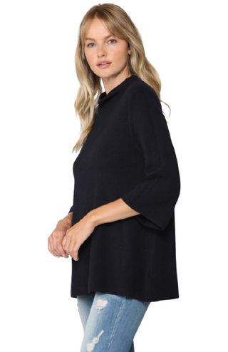 Mock Neck Pullover Bell Sleeve Sweater