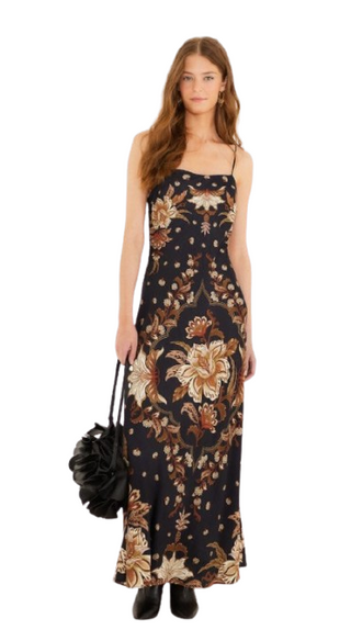 Majestic Garden Black Slip Dress