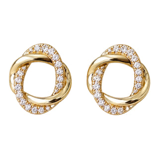 Woven Cubic Zirconia Circle Stud Earrings