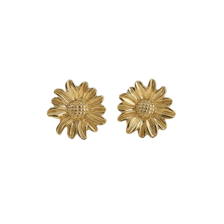 Golden Sunflower Bloom Stud Earrings