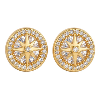 Geometric Cubic Zirconia Starburst Stud Earrings