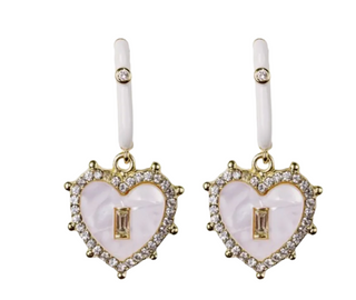 Diamond Capri Heart Drop Charm Earrings