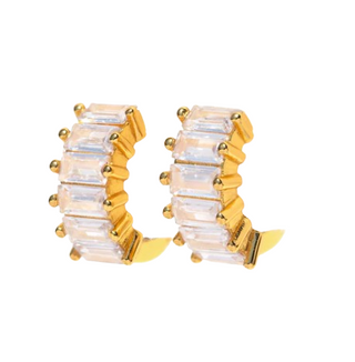 Bling Baguette Huggie Hoops