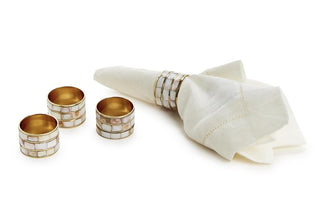 Mother of Pearl Napkin Ring Holder in Gift Box