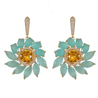 Soleil Bloom Crystal Drop Statement Earrings