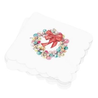 Vintage Ornament Wreath Scalloped Napkins