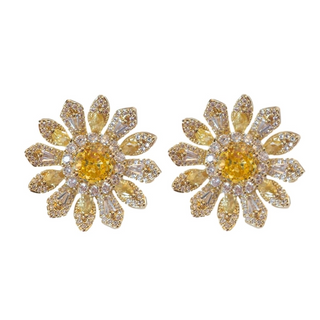 Tuscan Sun Canary Pavé Bloom Statement Studs