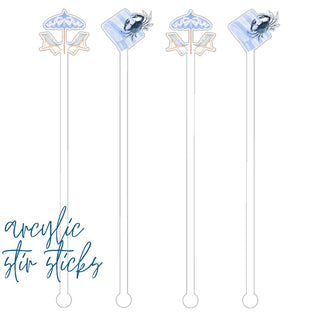 Summer Coastal Acrylic Beverage Stir Sticks
