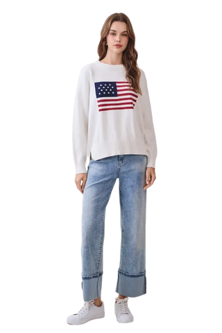 American Flag Knit Pullover Sweater