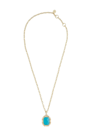 Bamboo w/Stone Pendant Necklace - Turquoise